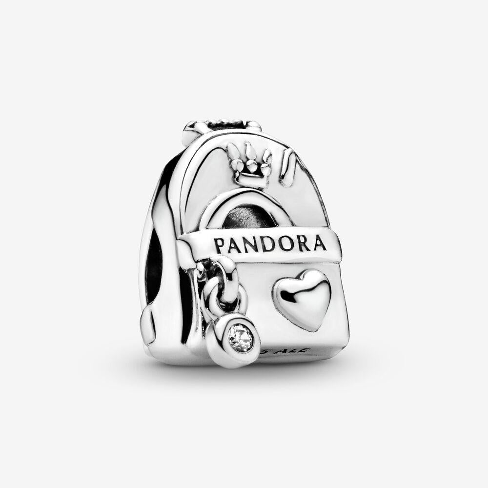 Pandora Backpack silver charm with clear cubic zirconia