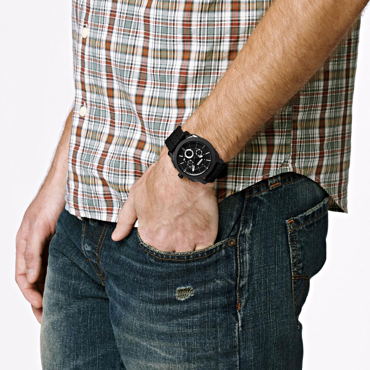 Fossil FS4487 Machine Chronograph Black Silicone Men's Watch