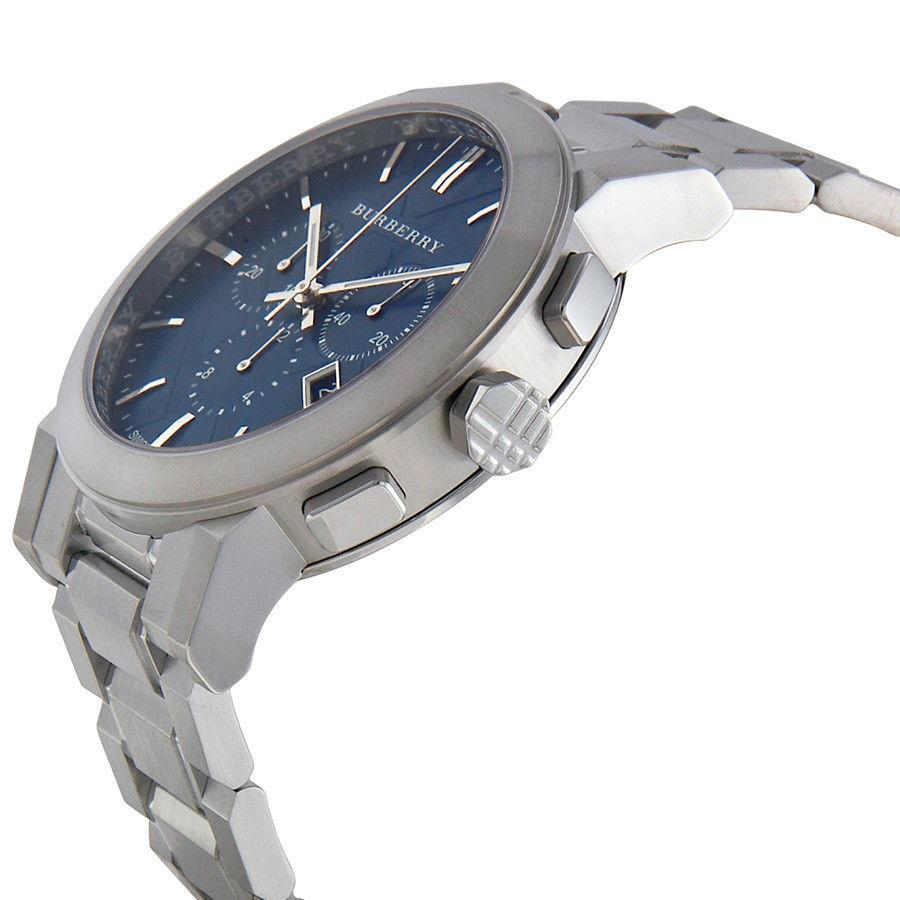 Burberry BU9363 Blue Dial Large Check Stainless Steel Men's Watch