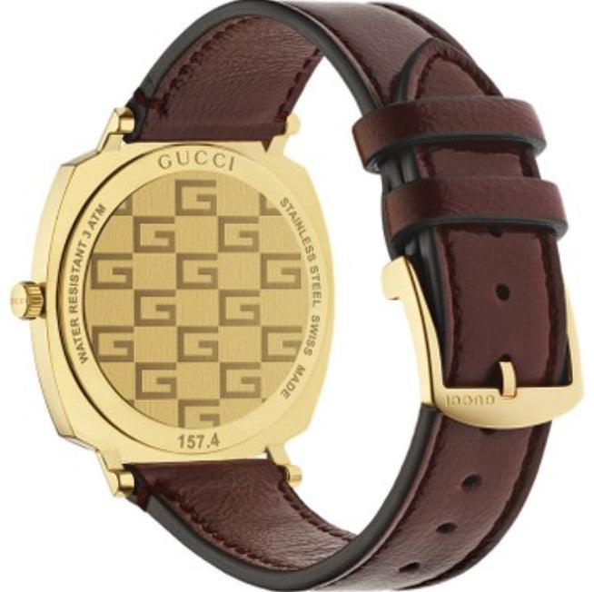 Gucci YA157411 Grip Gold PVD 38mm Leather Strap Unisex Watch - Watch Home™