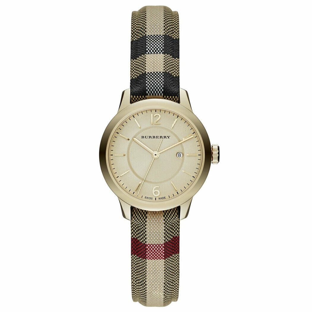 Burberry BU10104 Honey Check Stamped Dial Honey Check Fabric-Coated Leather
