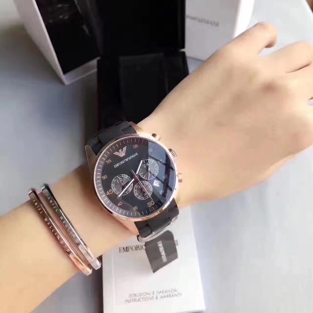 Emporio Armani AR5906 Rose Gold Silicone Chronograph Women's Watch