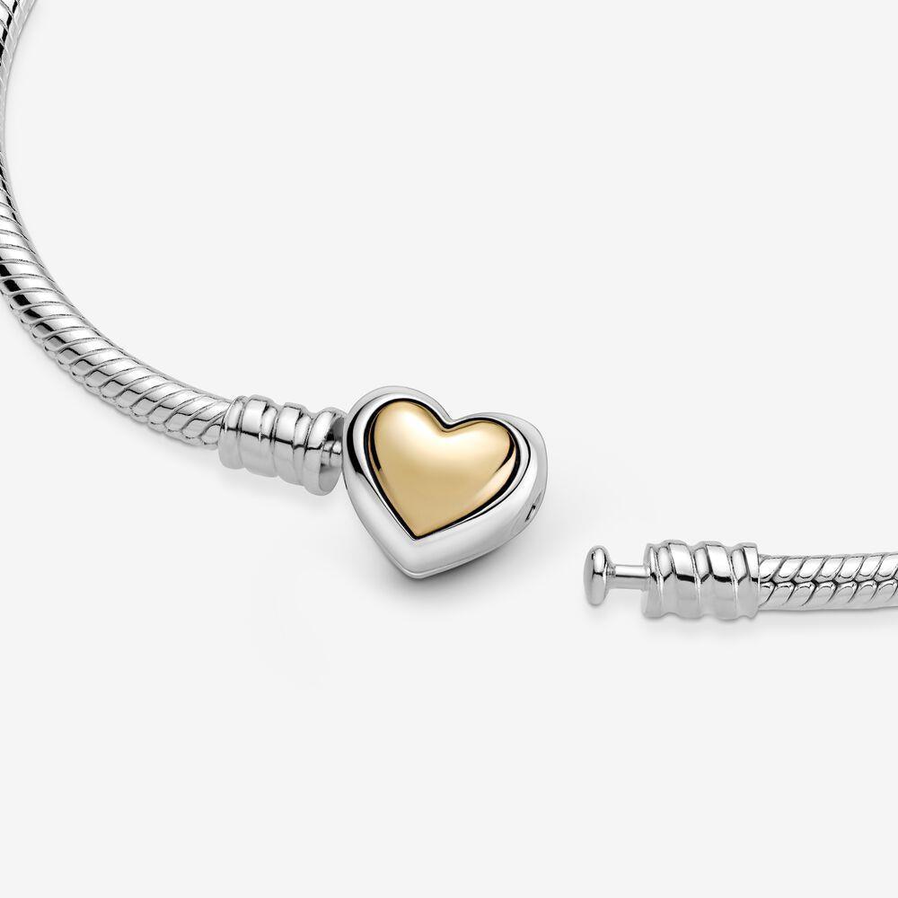 Pandora 599380C00-19 Domed Golden Heart Clasp Snake Chain Bracelet - Watch Home™