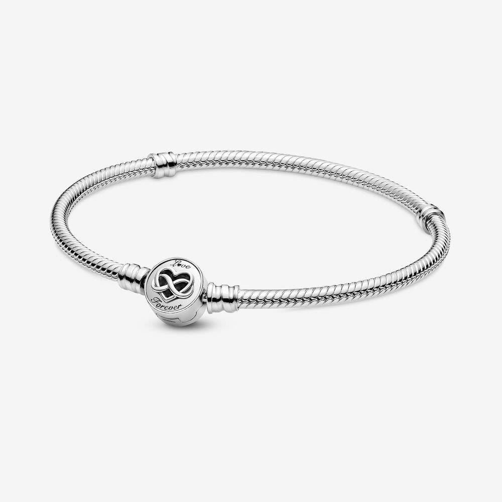 599365C00 17 Moments Heart Infinity Clasp Snake Chain Bracelet