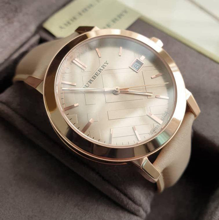 Burberry BU9014 Tan Dial Leather Strap Women's Watch - Watch Home™