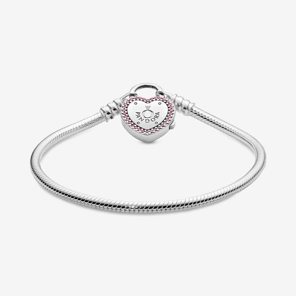 Pandora 596586FPC-19 Moments Heart Padlock Clasp Snake Chain Bracelet - Watch Home™
