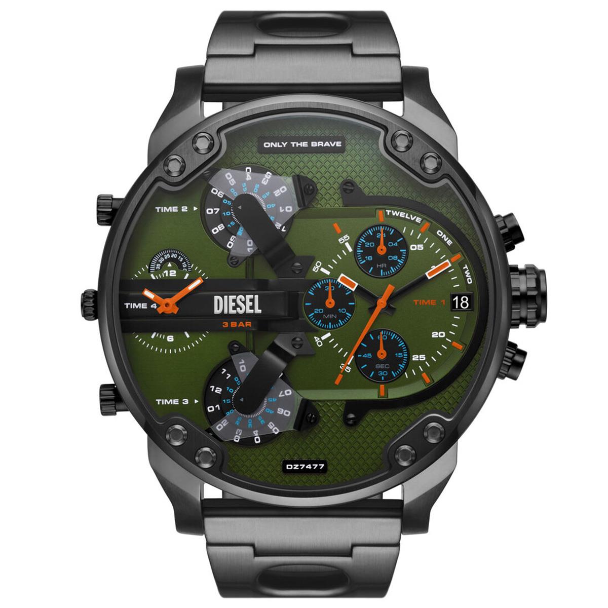 Diesel Mr. Daddy DZ7477 Green Dial Gunmetal Men's Watch