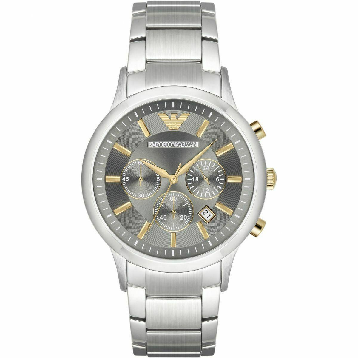 Emporio Armani Renato Silver Stainless Steel Chronograph Watch AR11047 - Watch Home™