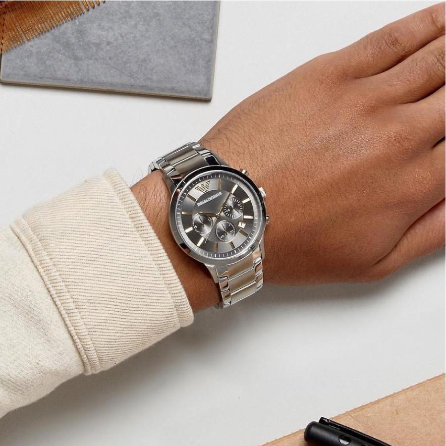 Emporio Armani Renato Silver Stainless Steel Chronograph Watch AR11047 - Watch Home™
