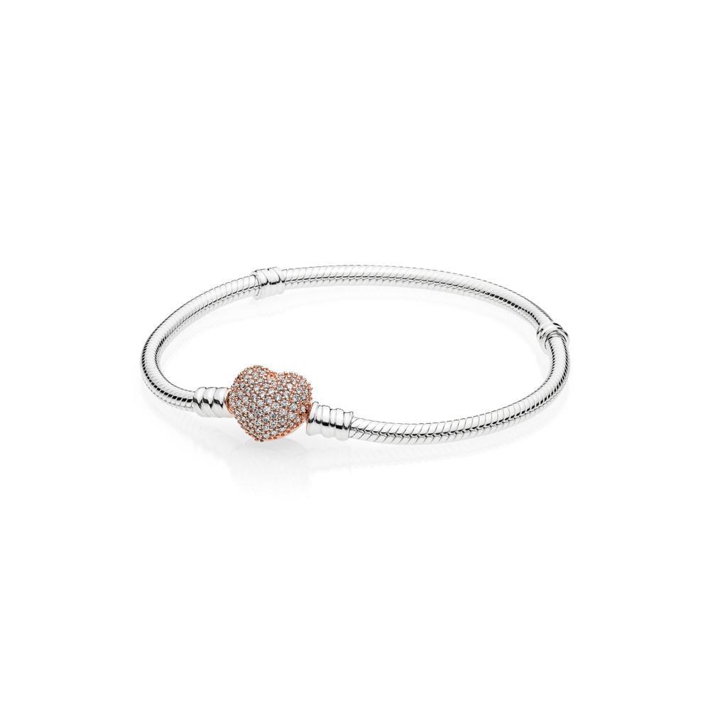 Pandora 586292CZ Rose Pave Heart Clip Moments Silver Bracelet 17 cm - Watch Home™