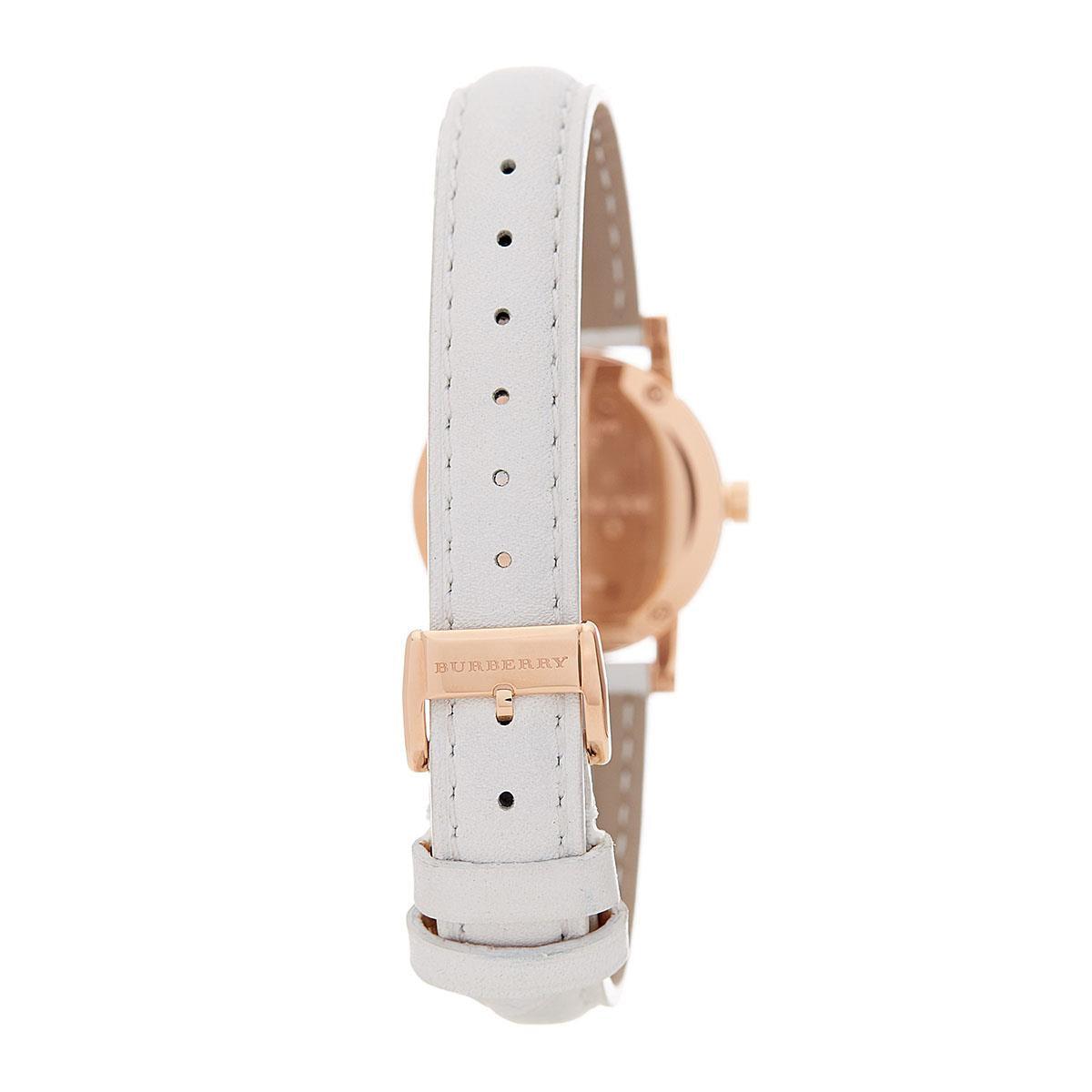 Burberry BU9209 Rose Gold Tone White Leather Women's Watch - Watch Home™