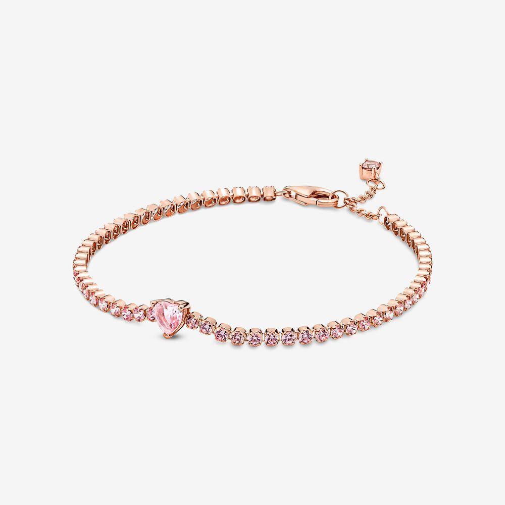 Pandora 580041C01 Heart 14K Rose Gold-Plated Tennis Bracelet - Watch Home™