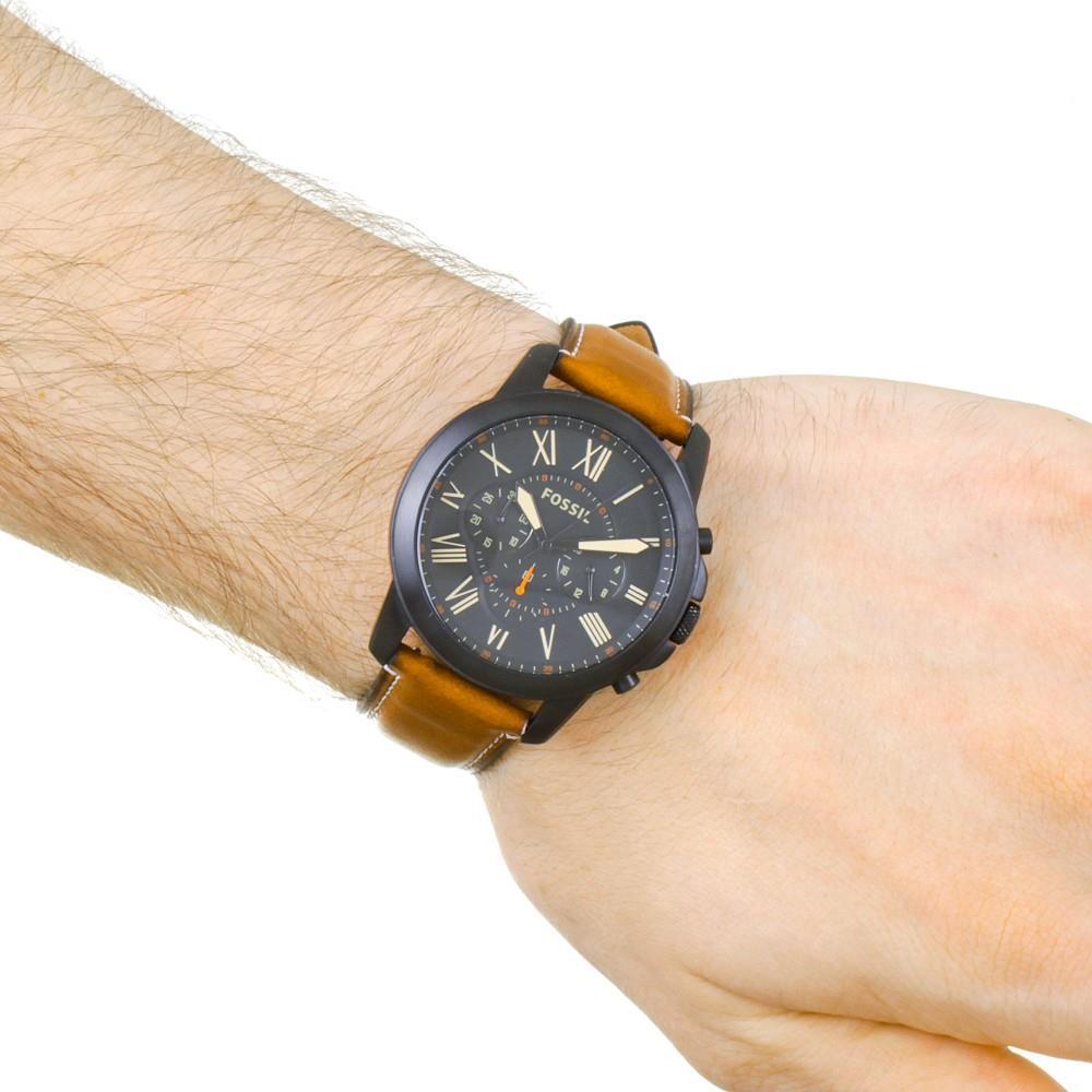 Fossil FS5241 Black Dial Men's Chronograph Brown Leather Watch - Watch Home™