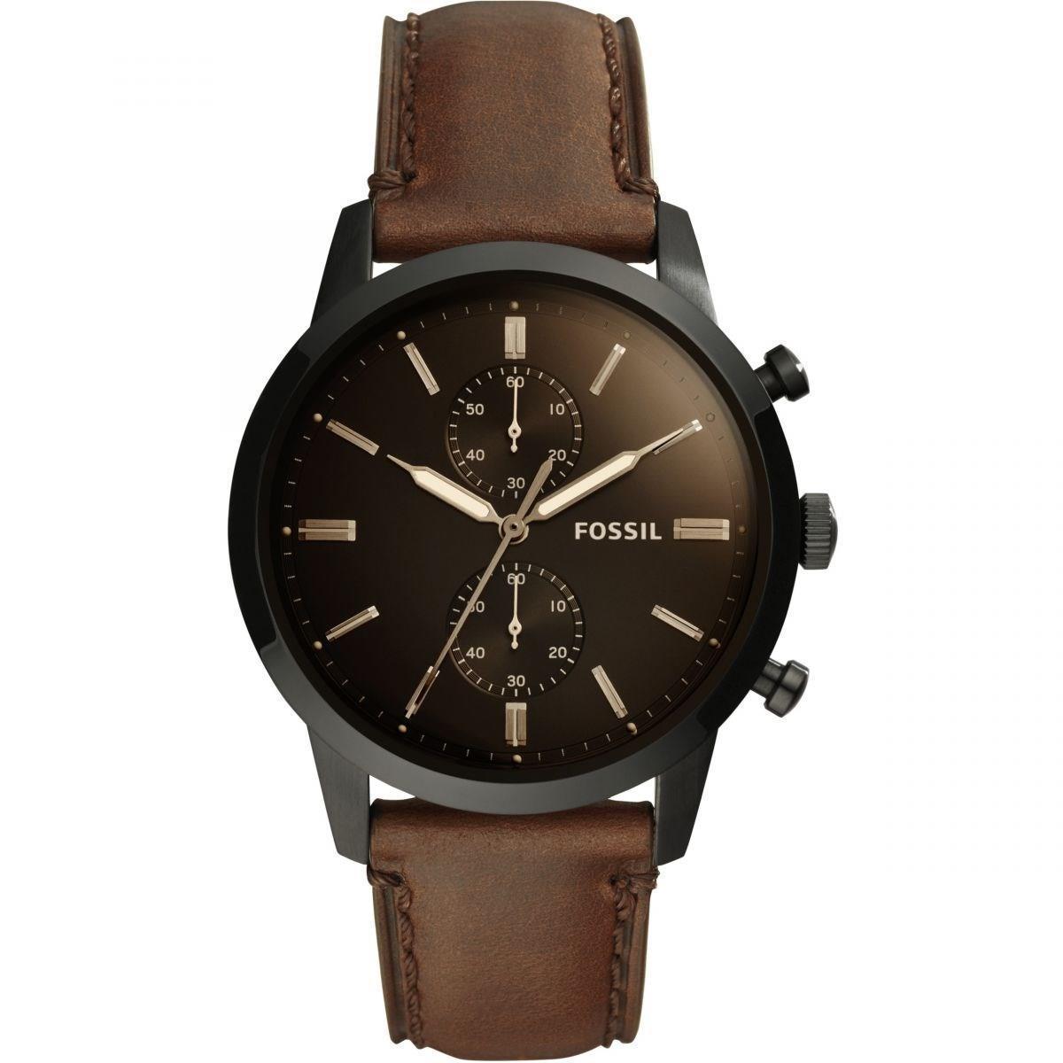 Fossil FS5437 Townsman 44mm Chronograph Brown Leather Mens Watch - Watch Home™